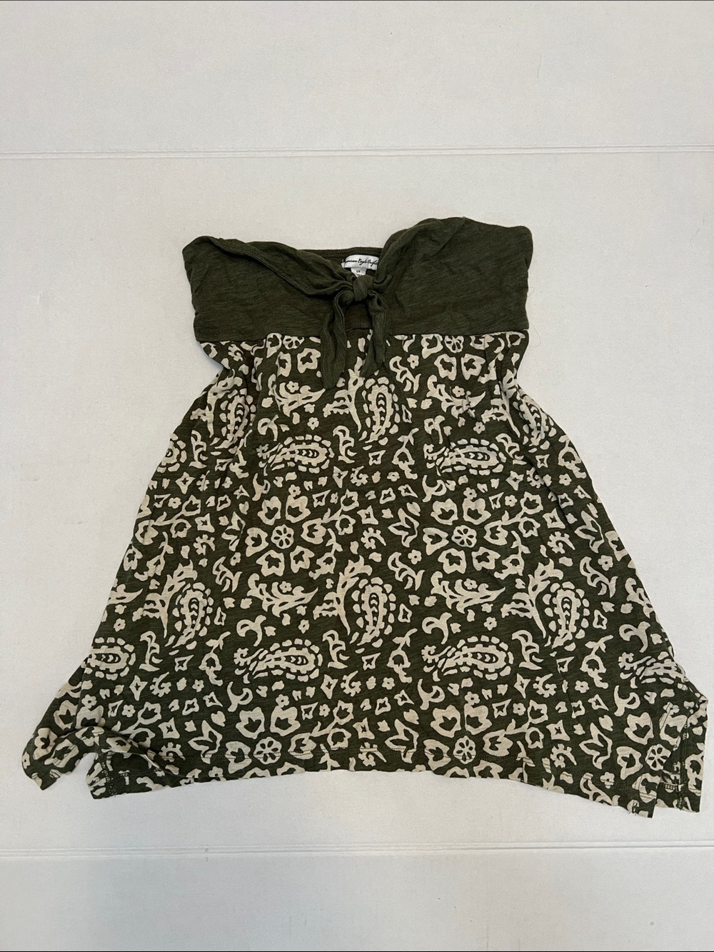 VINTAGE Y2K AMERICAN EAGLE FLORAL PAISLEY WHIMSGOTH STRAPLESS TOP WITH BOW